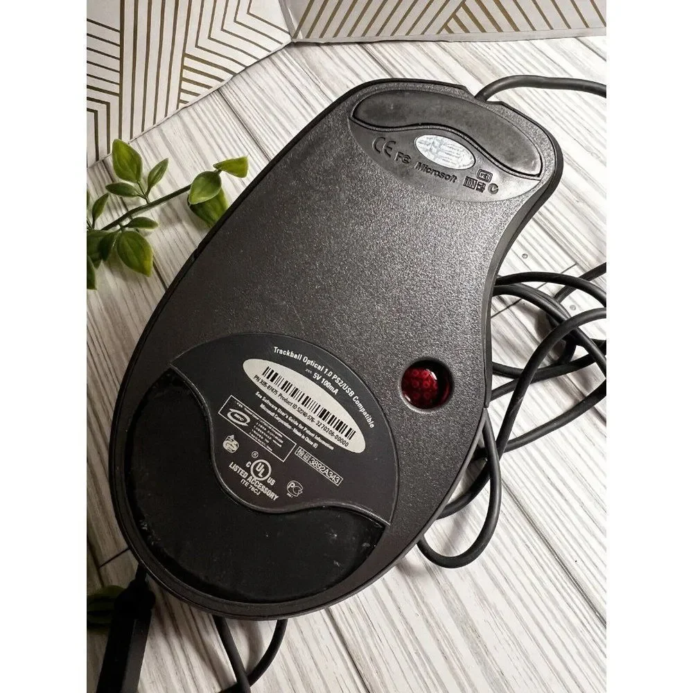 MICROSOFT Trackball Optical 1.0 Ps2/ubs Compatible Pn X05-87475 Tested Working